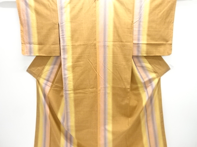 未使用品　縞織り出し手織り真綿紬着物